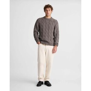 Madewell Mens Wool Blend Cable Knit Crewneck Sweater Grey NY132 Small NEW